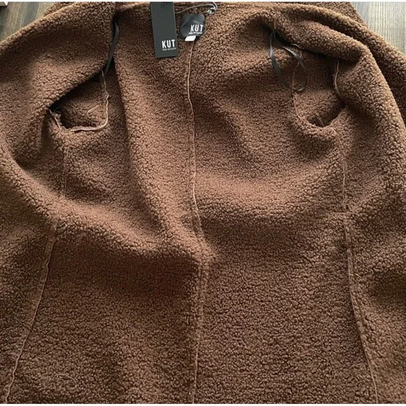 Kut from the Kloth Emelie Hooded Faux Suede Wrap Coat Women’s Sz M - Picture 5 of 12